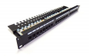 Patch panel 19 24 porty, kat.6, U/UTP, 1U, wspornik kablowy, czarny (kompletny)